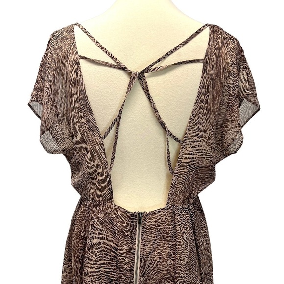 Alice + Olivia Kemper Silk Animal Print Open Strappy Back Mini Dress Women Large - Picture 10 of 14